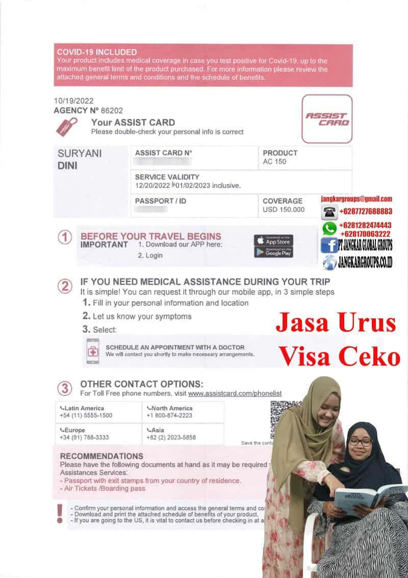 Contoh Asuransi Perjalanan Assist Card Untuk Persyaratan Visa Ceko