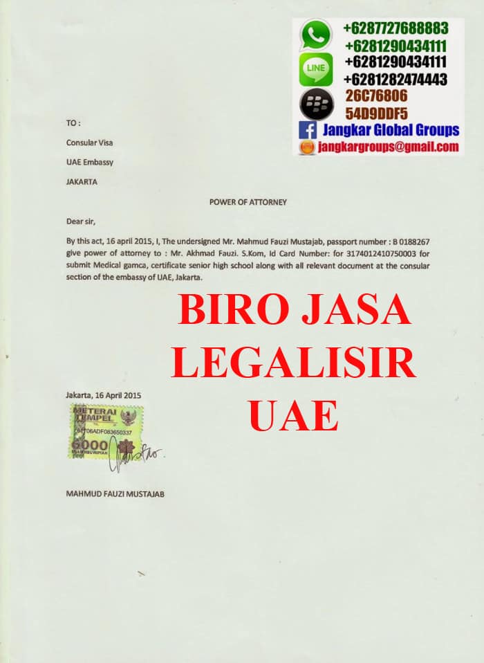 power-attorney-visa-uae, LEGALISIR IJASAH DI KEDUTAAN UAE