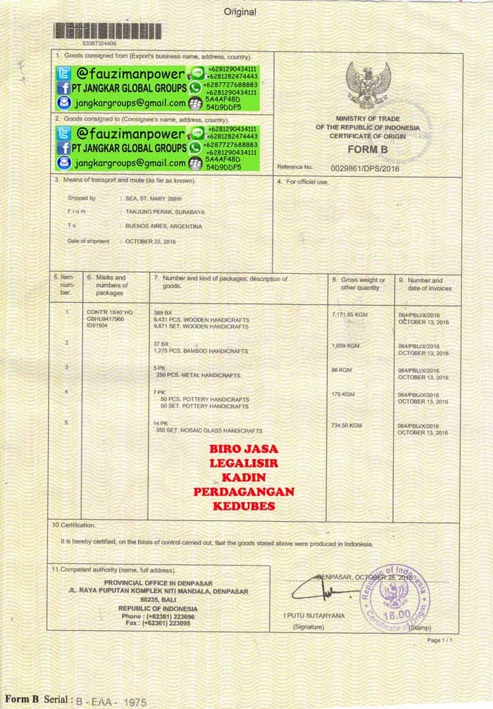 certificate of origin | LEGALISIR DOKUMEN EXPORTA