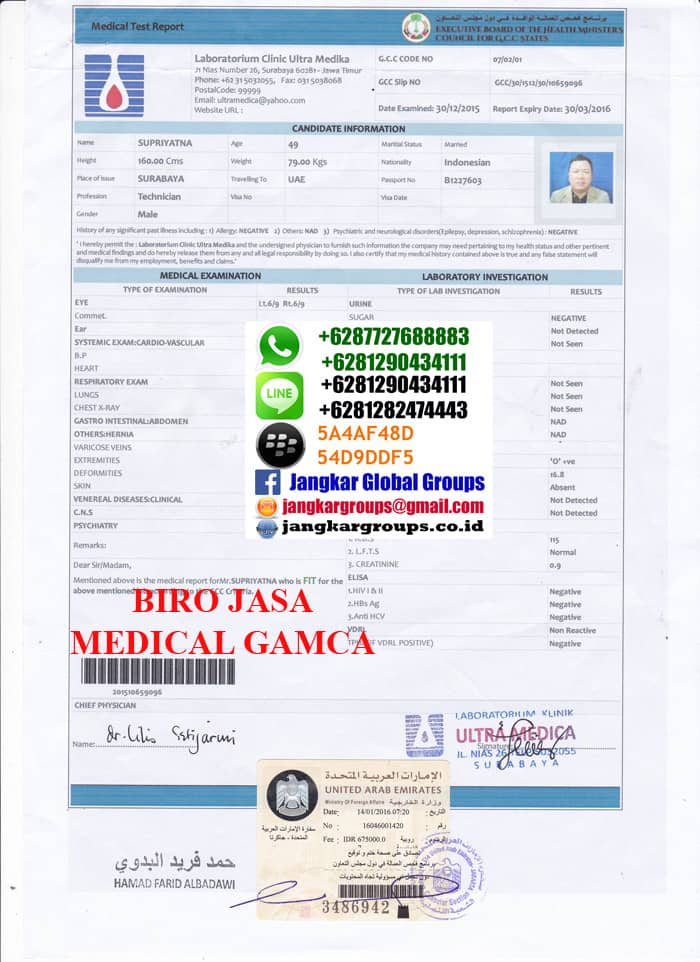 Legalisir Medikal Gamca Ultra Medica di kedutaan uae