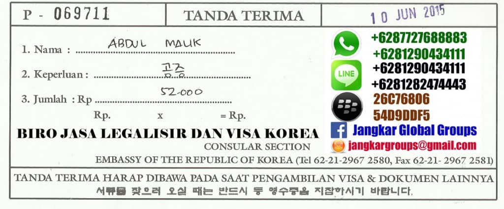 biaya legalisir korea