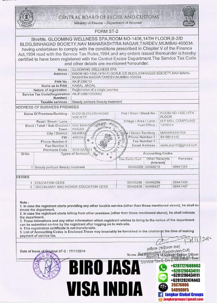 form st 2 india visa kerja india