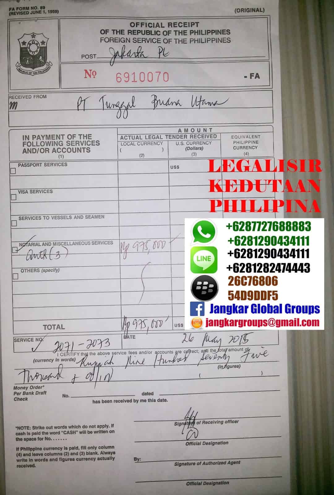 Biaya Legalisasi Di Kedutaan Philipina