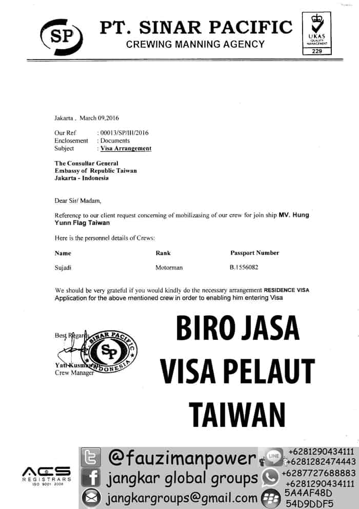 Persyaratan Visa Pelaut Ke Taiwan