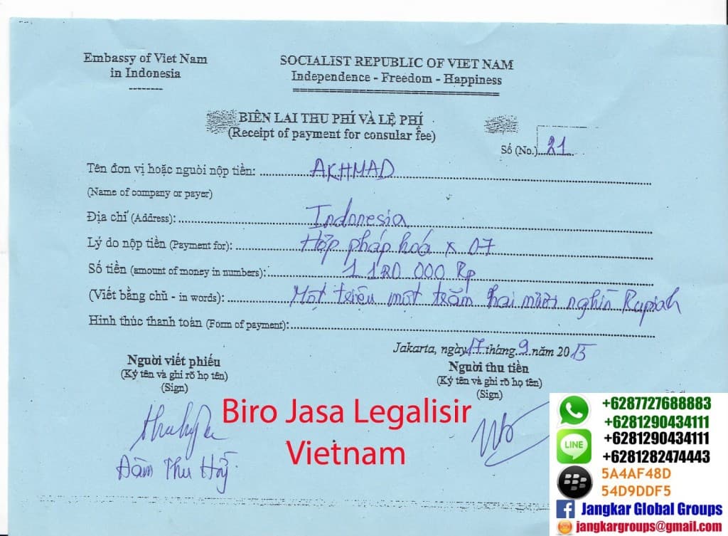 biaya legalisir vietnam