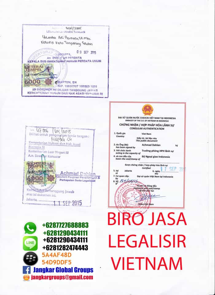 legalisir dokumen di kedutaan vietnam