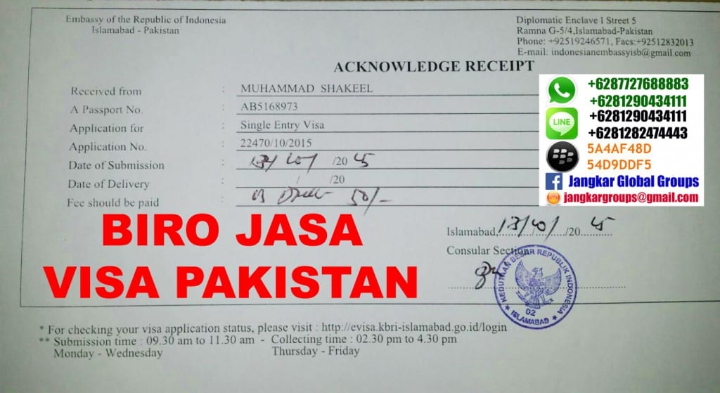 biaya visa pakistan ke indonesia