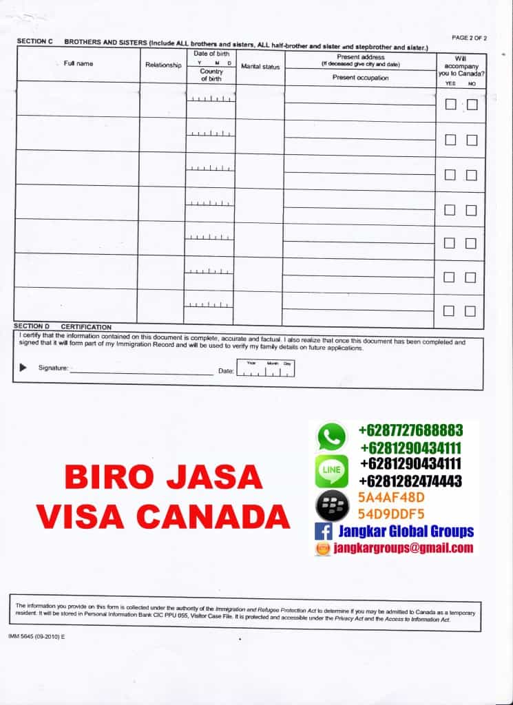 family information2,Persyaratan Visa Canada