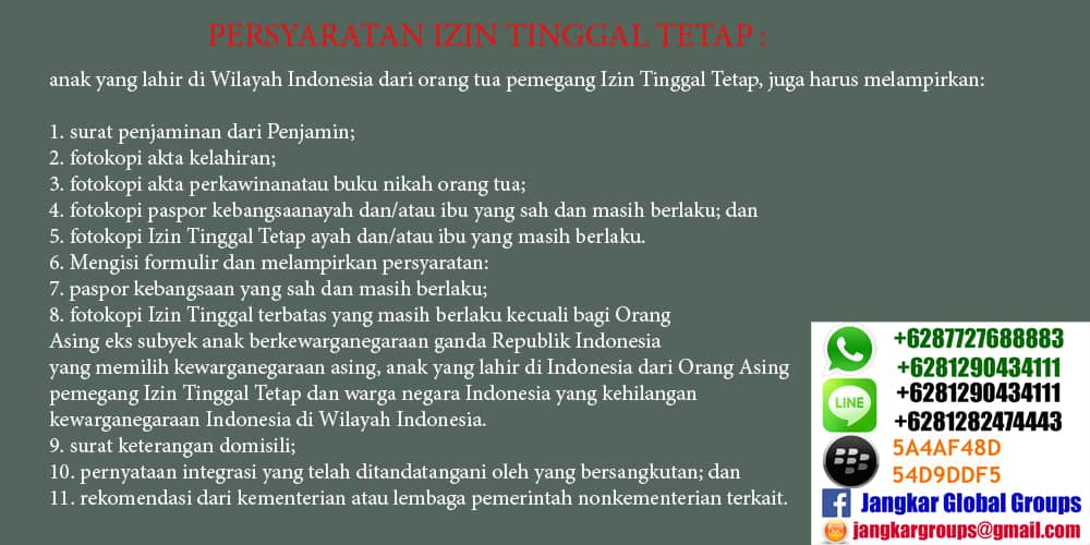 itap anak yang lahir di indonesia, IZIN TINGGAL TETAP