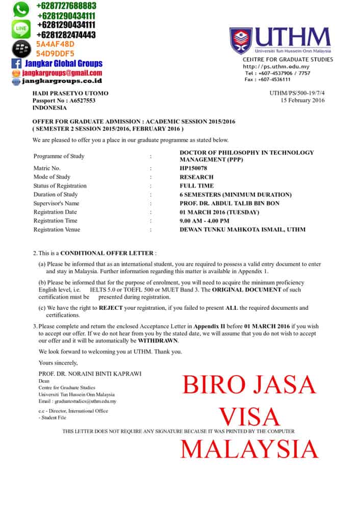 offer-letter-university, persyaratan visa belajar malaysia