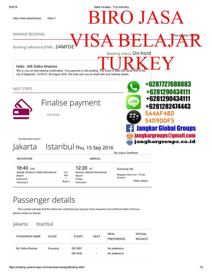 reservasi-tiket,VISA BELAJAR BAHASA KE TURKI