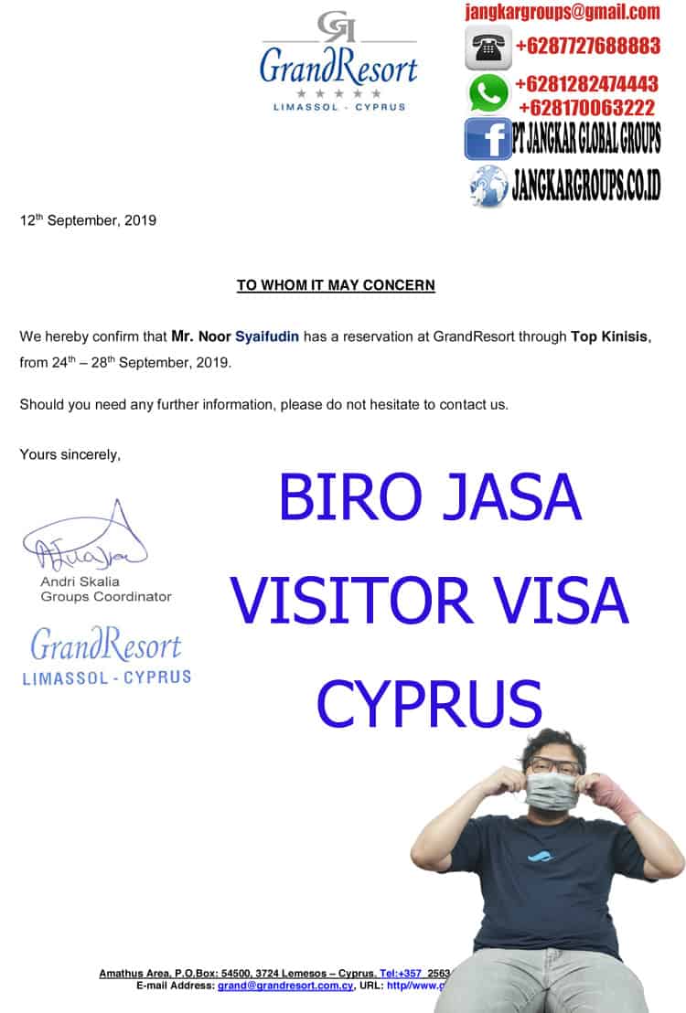Confirmation Letter Cyprus persyaratan visa turis cyprus