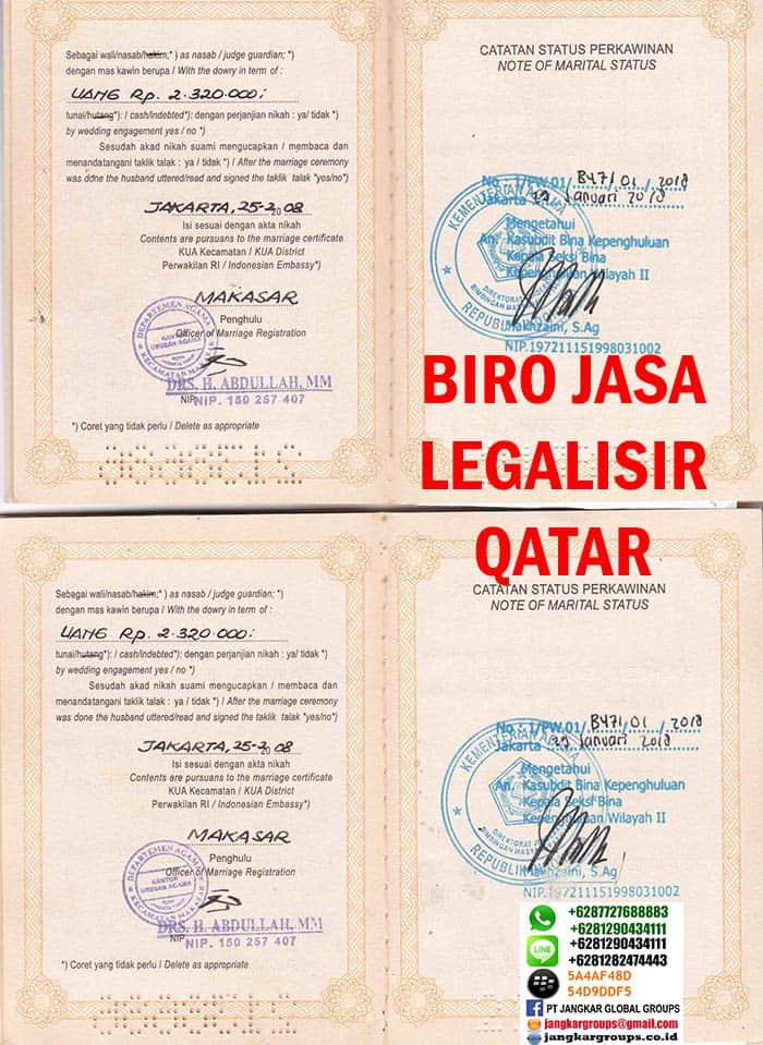 Legalisir Buku Nikah di embassy qatar