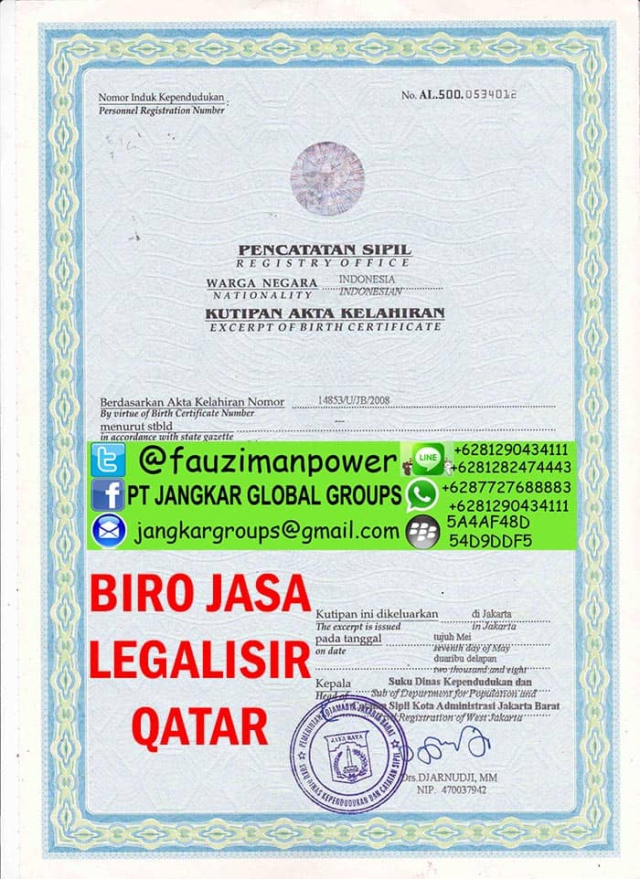 Legalisir akte kelahiran di kedutaan qatar