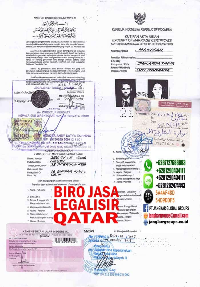Legalisir kua copy buku nikah qatar