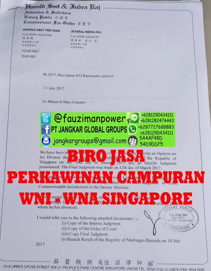 divorce from singapore,Persyaratan Menikah WNA Singapore di Indonesia
