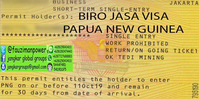 persyaratan visitor visa papua new guinea