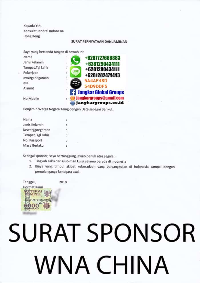 contoh surat sponsor untuk wna, PERSYARATAN MENIKAH WNA HONGKONG DI INDONESIA
