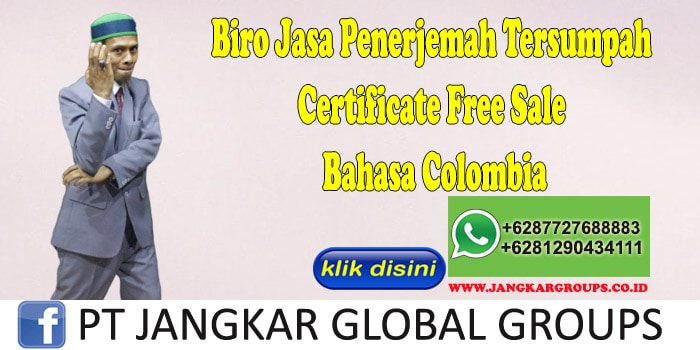 Biro Jasa Penerjemah Tersumpah Certificate Free Sale Bahasa Colombia