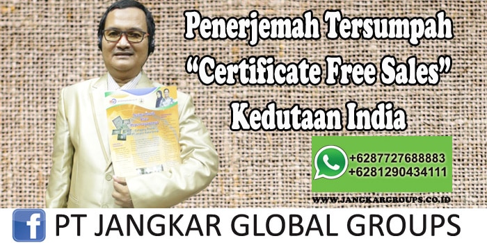Penerjemah tersumpah Certificate Free Sales Kedutaan India