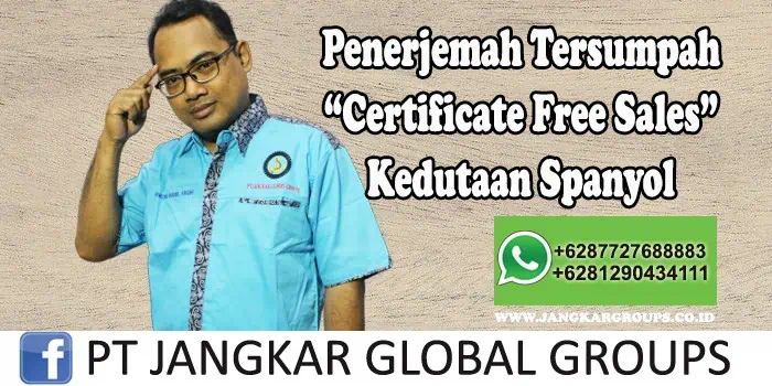 Penerjemah tersumpah Certificate Free Sales Kedutaan Spanyol