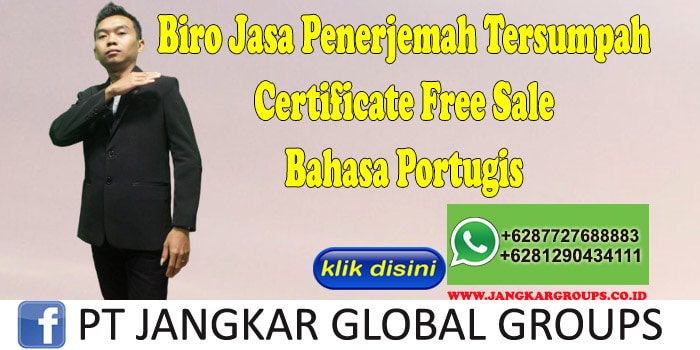 Biro Jasa penerjemah tersumpah Certificate Free Sale Bahasa Portugis