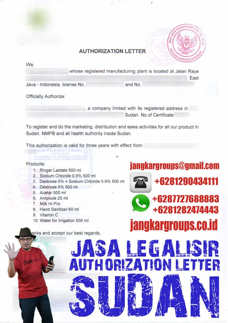 JASA LEGALISIR AUTHORIZATION LETTER SUDAN