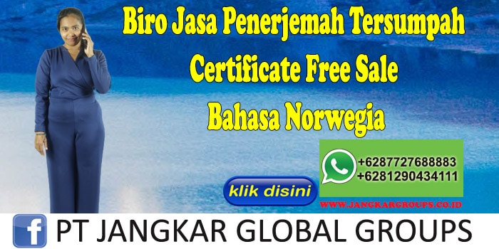 Biro Jasa Penerjemah Tersumpah Certificate Free Sale Bahasa Norwegia