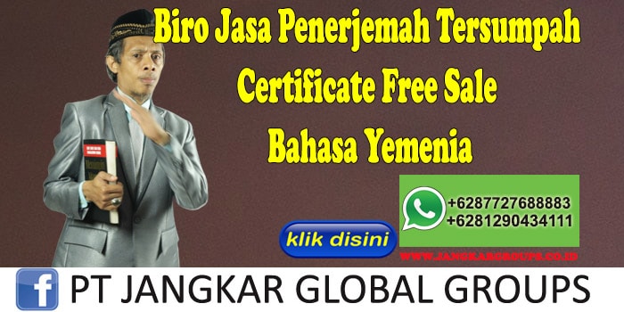 Biro Jasa Penerjemah Tersumpah Certificate Free Sale Bahasa Yemenia