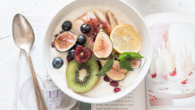 White ceramic plate with fruit