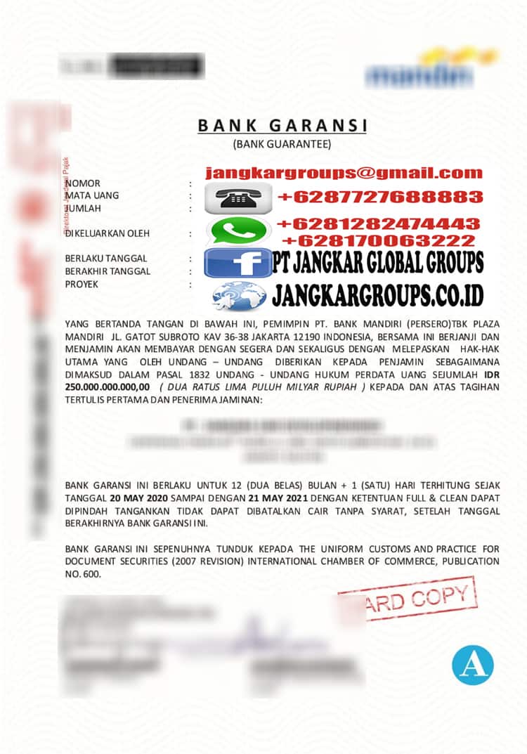 Contoh Bank Garansi BG