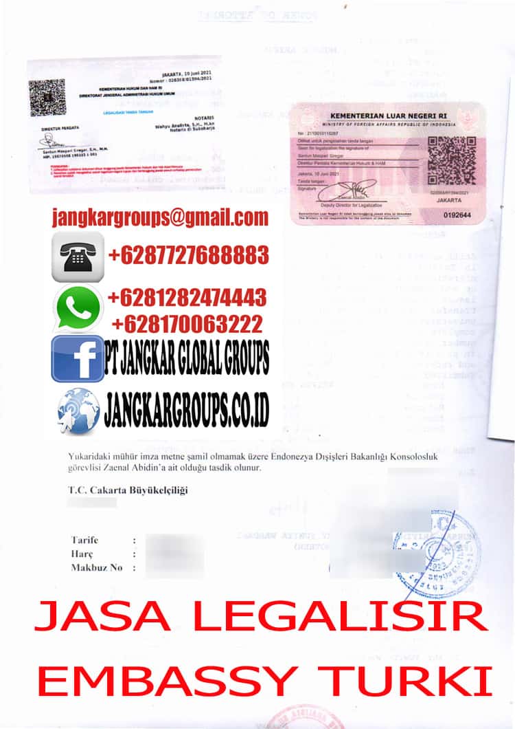 JASA LEGALISIR EMBASSY TURKI
