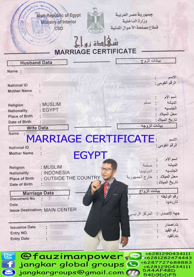 contoh dokumen Menikah Dengan WNA Egypt