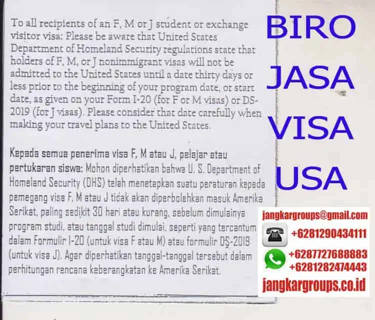 VISA BELAJAR ATAU PERTUKARAN SISWA USA