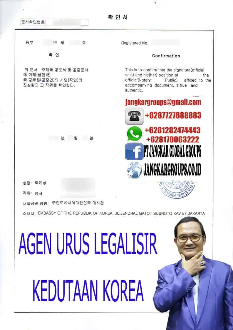 AGEN URUS LEGALISIR KEDUTAAN KOREA