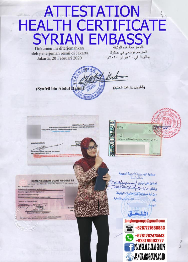 Attestation Health Certificate Syrian Embassy