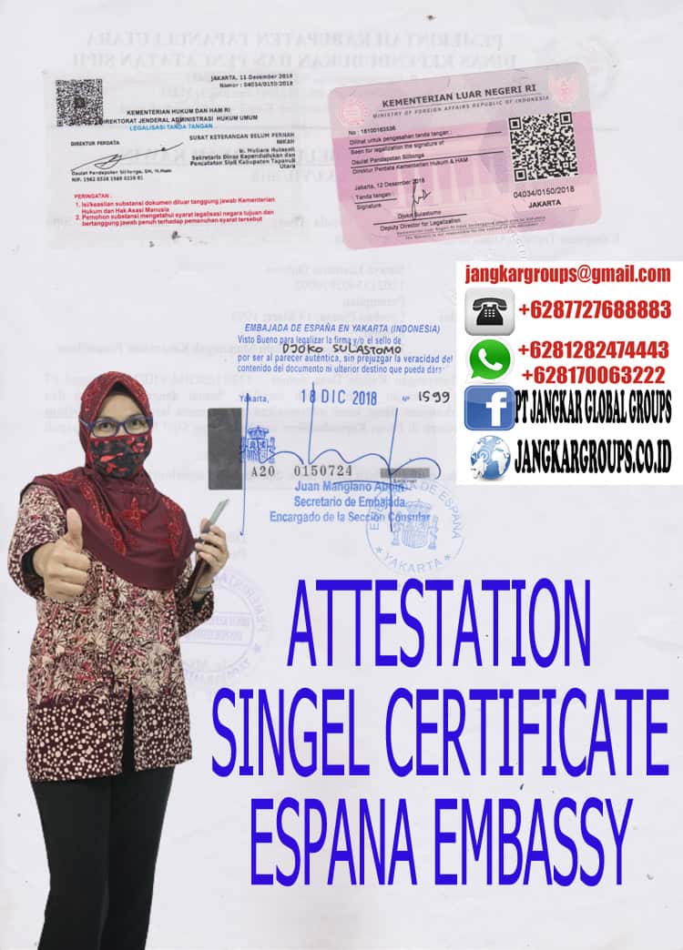 Attestation singel certificate espana embassy