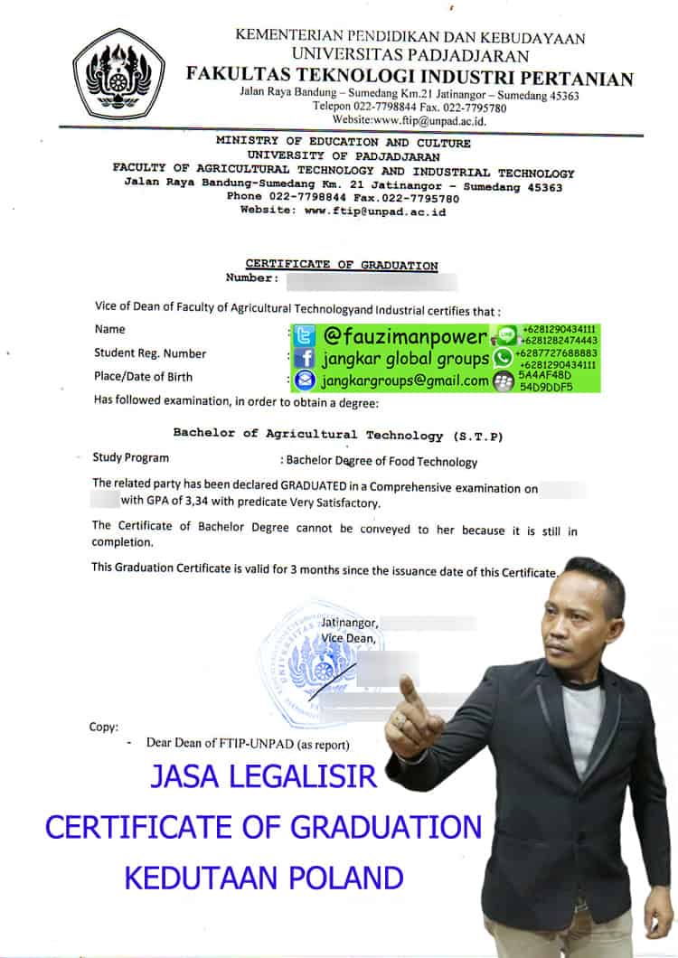 Jasa legalisir Certificate Of Graduation Kedutaan Poland