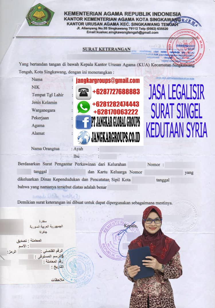 Jasa legalisir surat singel kedutaan syria
