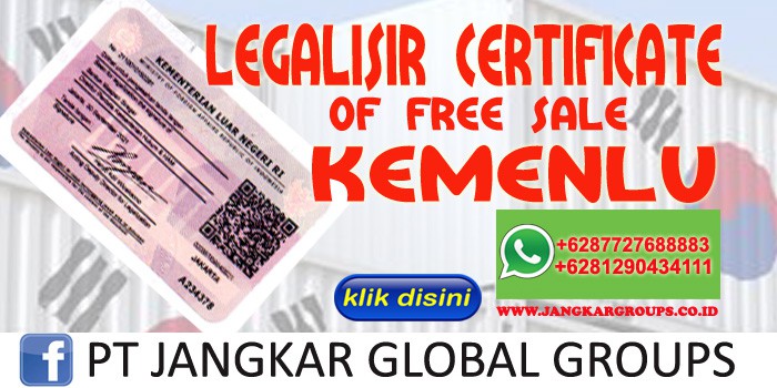 LEGALISIR CERTIFICATE OF FREE SALE KEMENLU