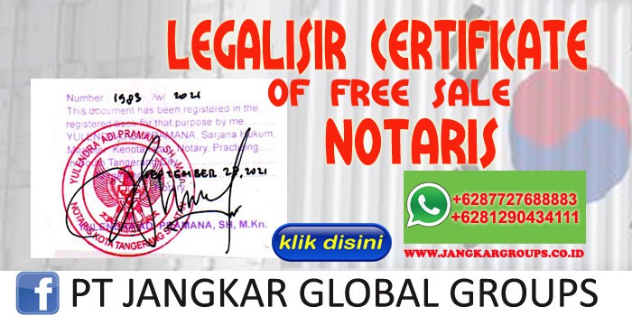 LEGALISIR CERTIFICATE OF FREE SALE NOTARIS