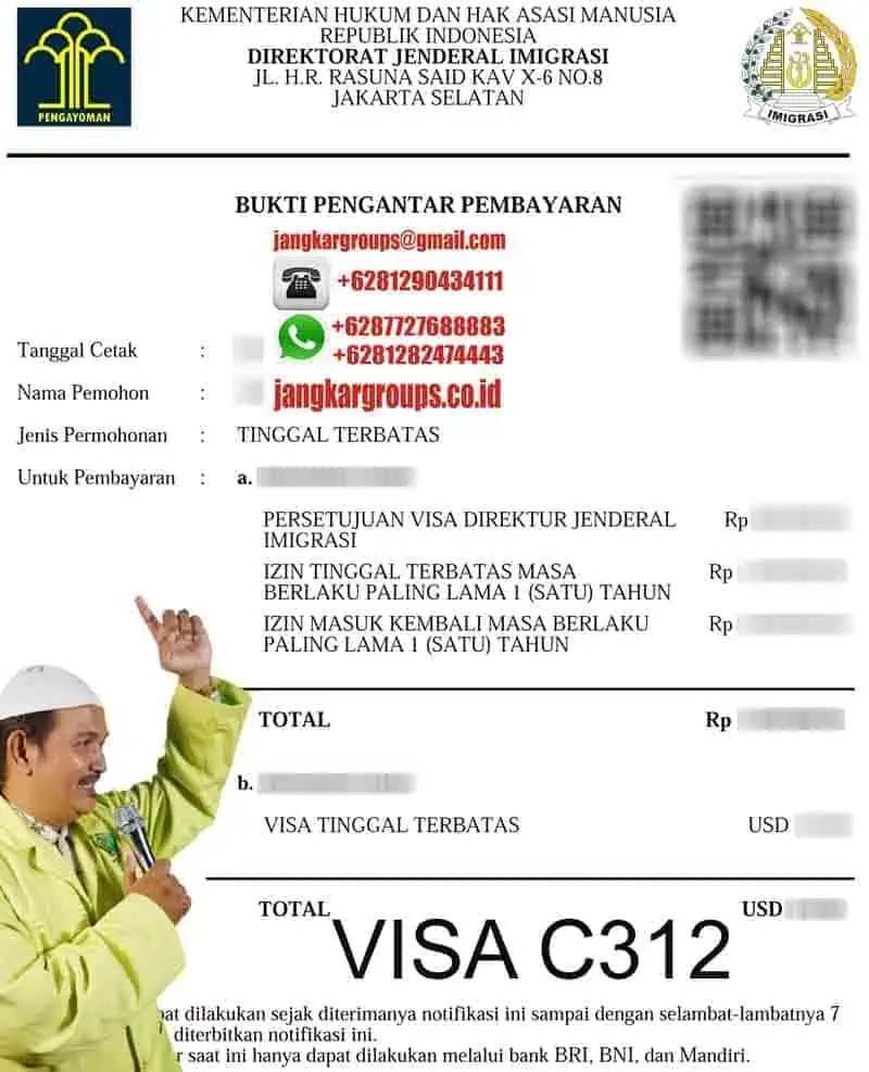Contoh bukti pengantar pembayaran visa c312 Jasa Pembuatan RPTKA