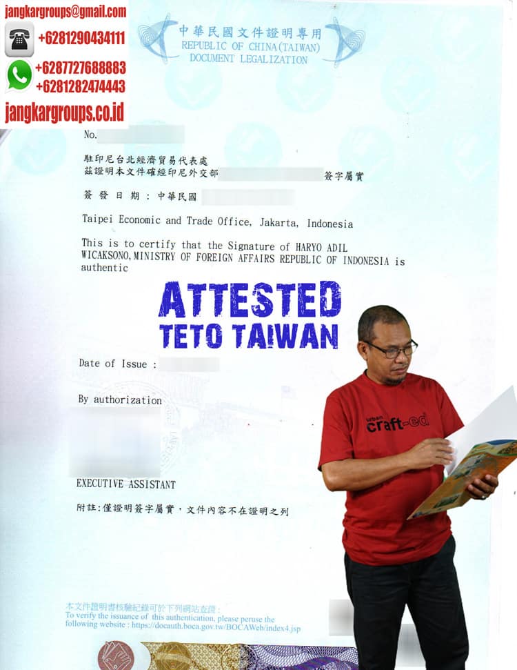 ATTESTED TETO TAIWAN | DOKUMEN UNTUK ASURANSI TAIWAN