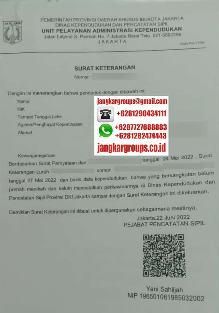 Surat Keterangan Disduk Capil Jakarta - sertifikat apostille kemenkumham