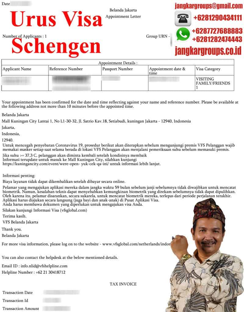 Contoh Letter Apoitment Visa Schengen