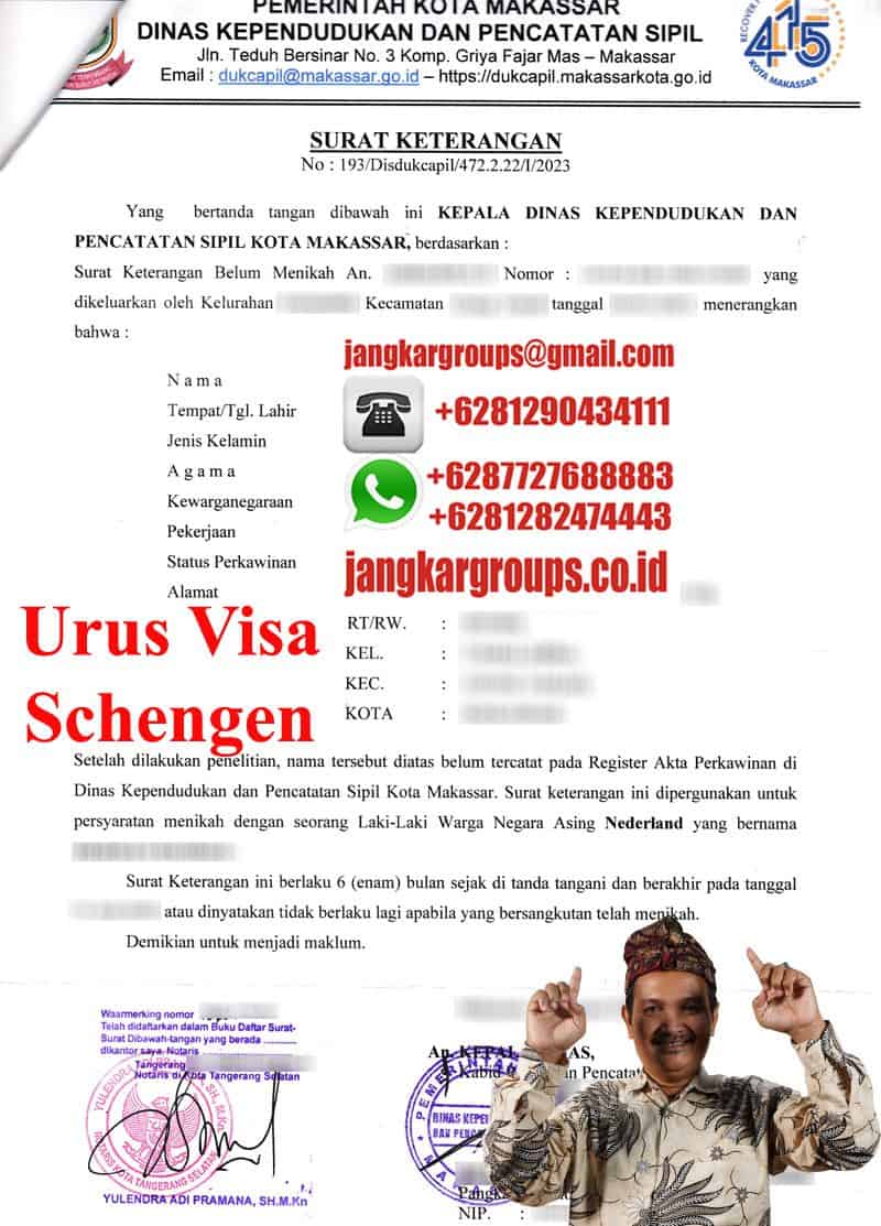 Contoh SKBM Disduk Capil Visa Schangen
