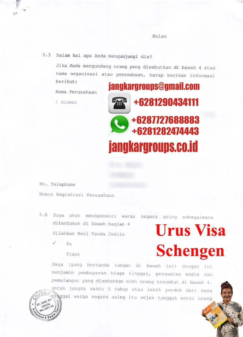 Surat Penjamin visa schengen