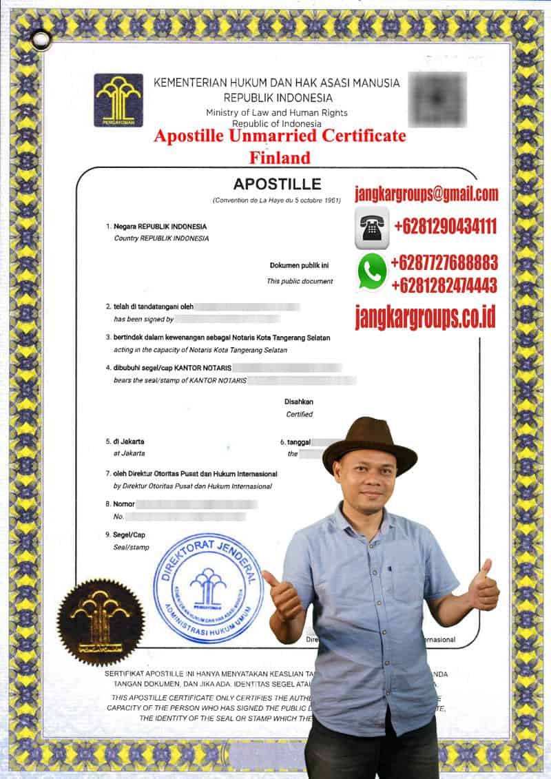 Jasa Apostille Unmarried Certificate Finland