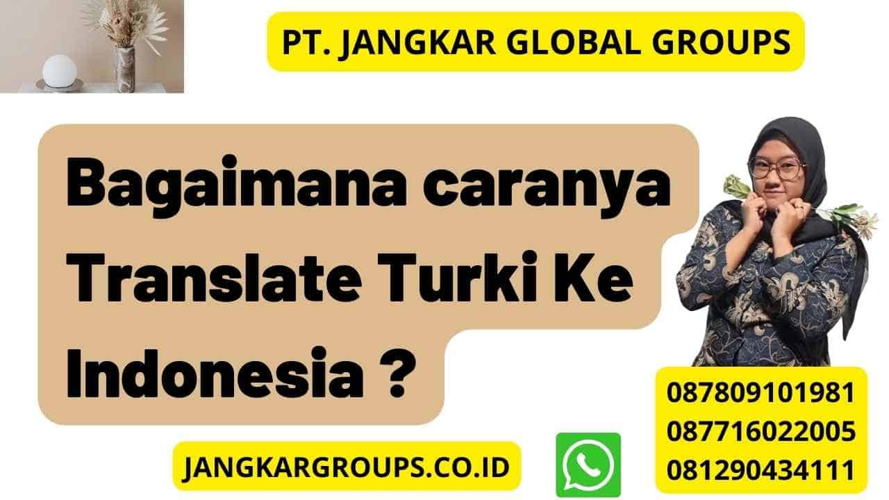 Bagaimana caranya Translate Turki Ke Indonesia ?