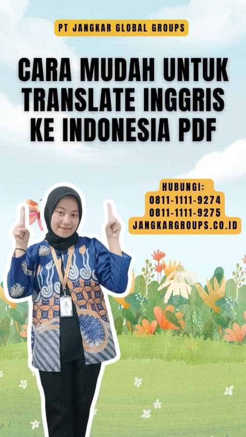 Cara Mudah untuk Translate Inggris Ke Indonesia Pdf